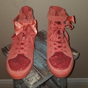 I heart UGGS red suede with glitter toe size 10